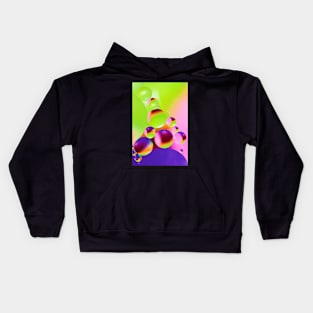 Colorful close up of oil drops in water Kids Hoodie